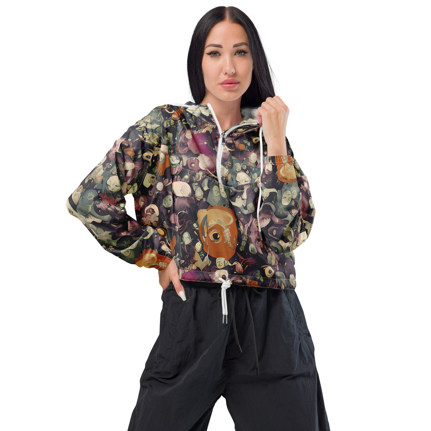 Women's Cropped Windbreaker - Visions of the Unseen