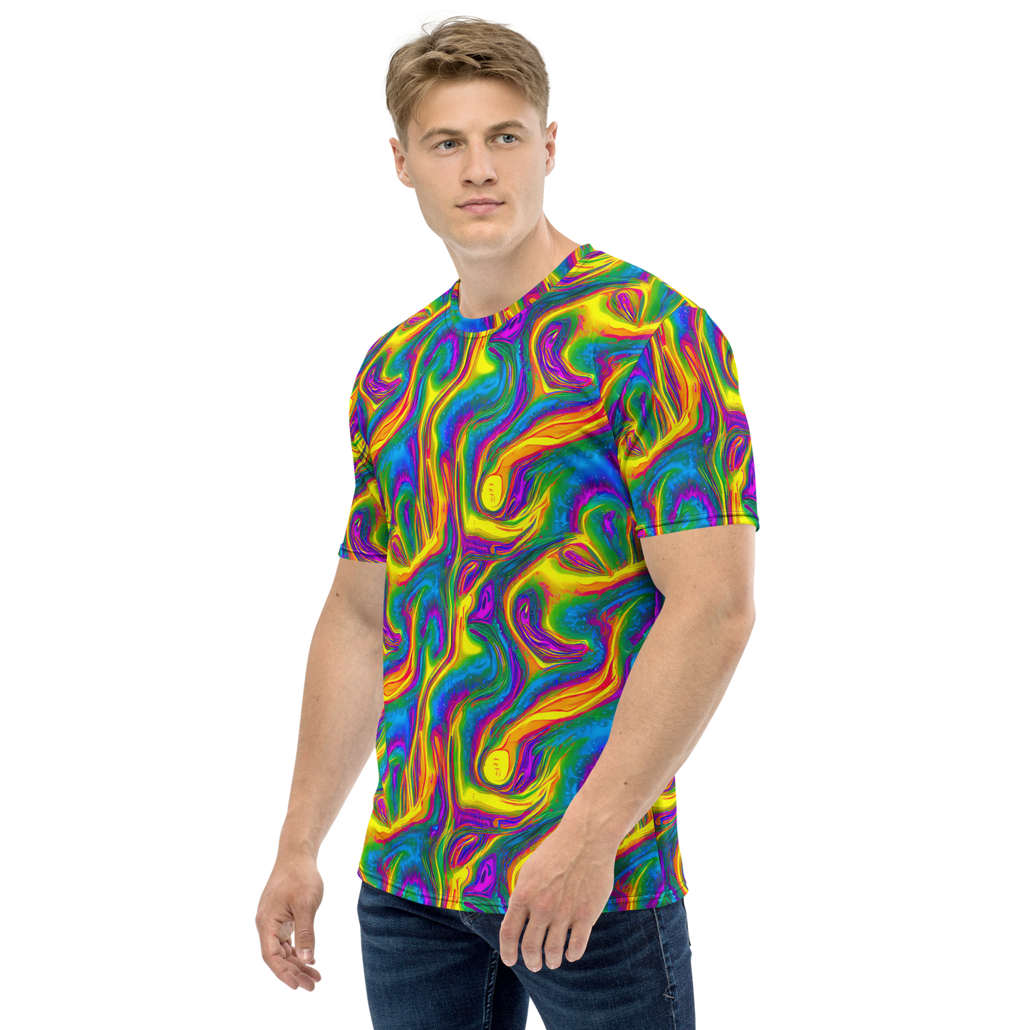 Men's Crew Neck T-Shirt - Electric Aurora