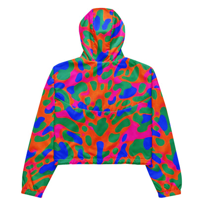 Women's Cropped Windbreaker - Fluorescent Camouflage