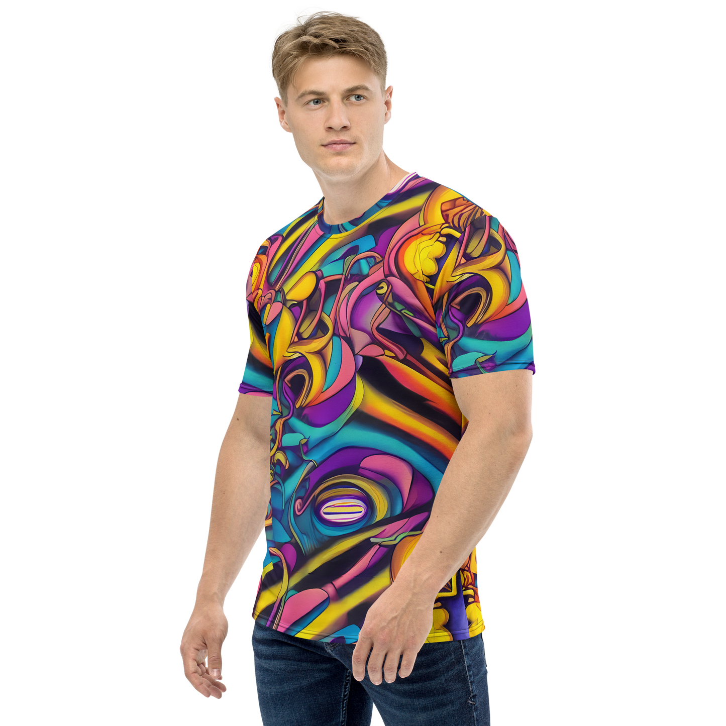 Men's Crew Neck T-Shirt - Pre-Raphaelite Wave