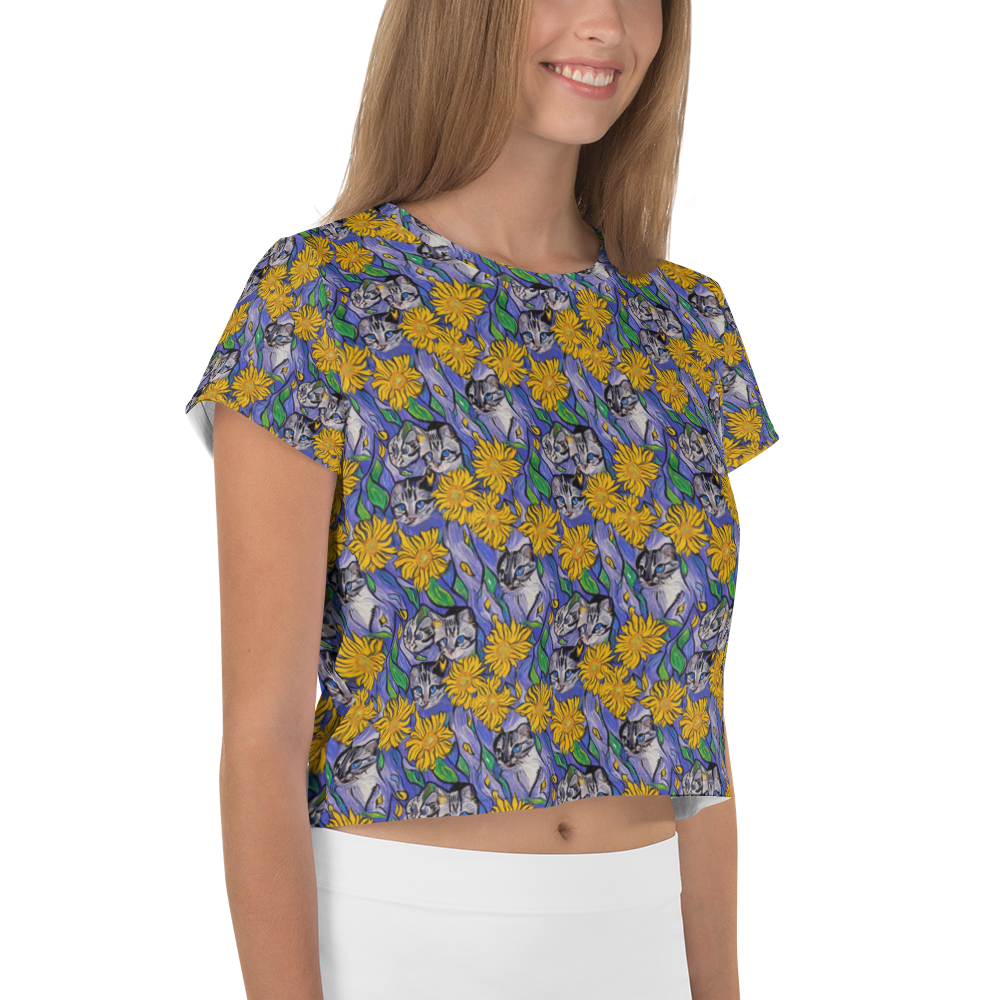 Women's Crop Tee - Feline Flora