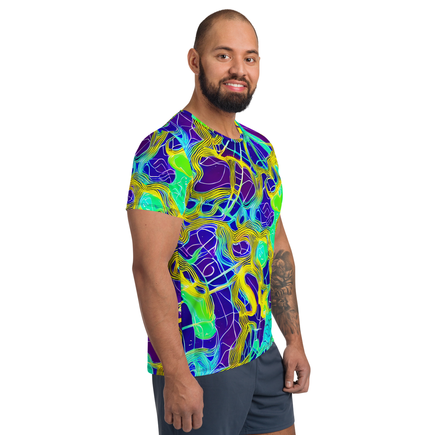 Men's Athletic T-Shirt - Neon Jungle Rhapsody