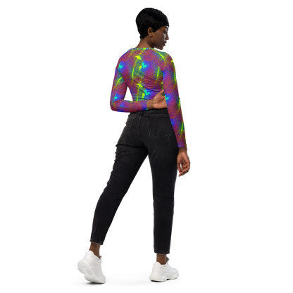 Long Sleeve Crop Top - Prismatic Web