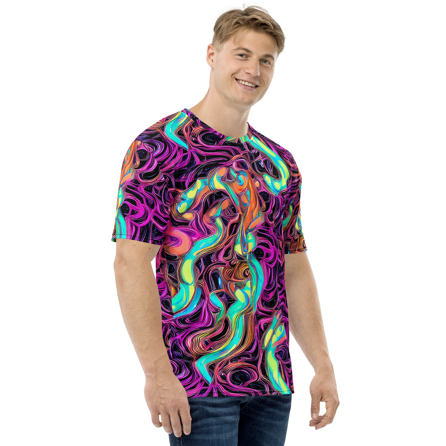 Men's Crew Neck T-Shirt - Neon Drizzle