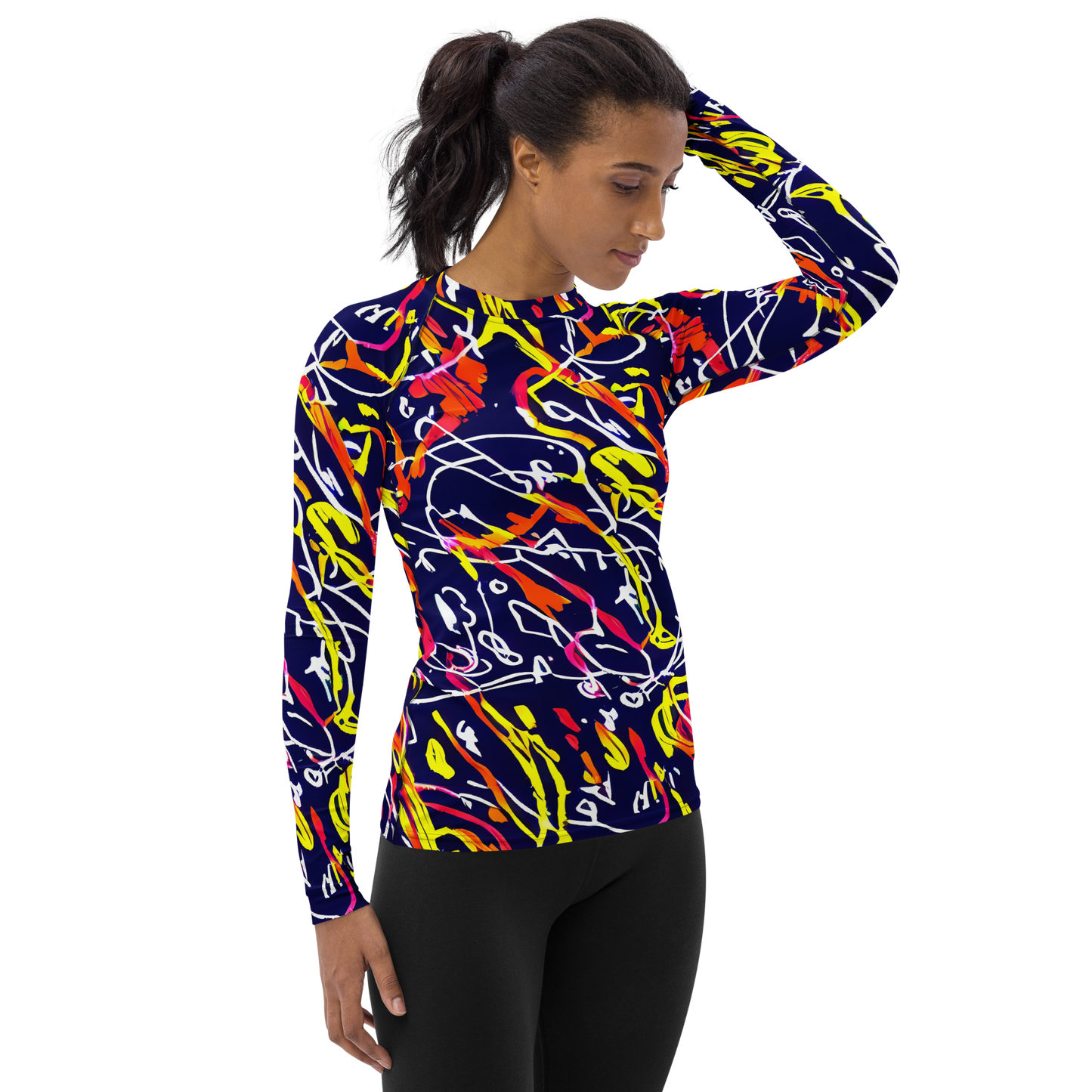 Women's Rash Guard - Neon Currents