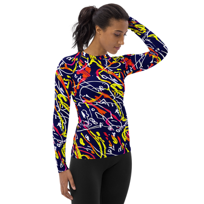 Women's Rash Guard - Neon Currents