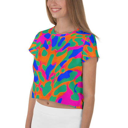 Women's Crop Tee - Fluorescent Camouflage