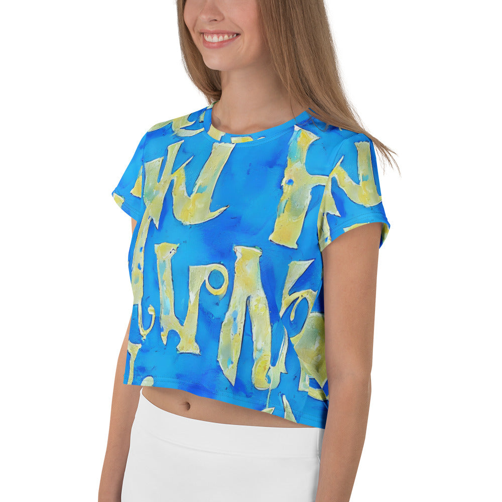 Women's Crop Tee - Golden Glyphs