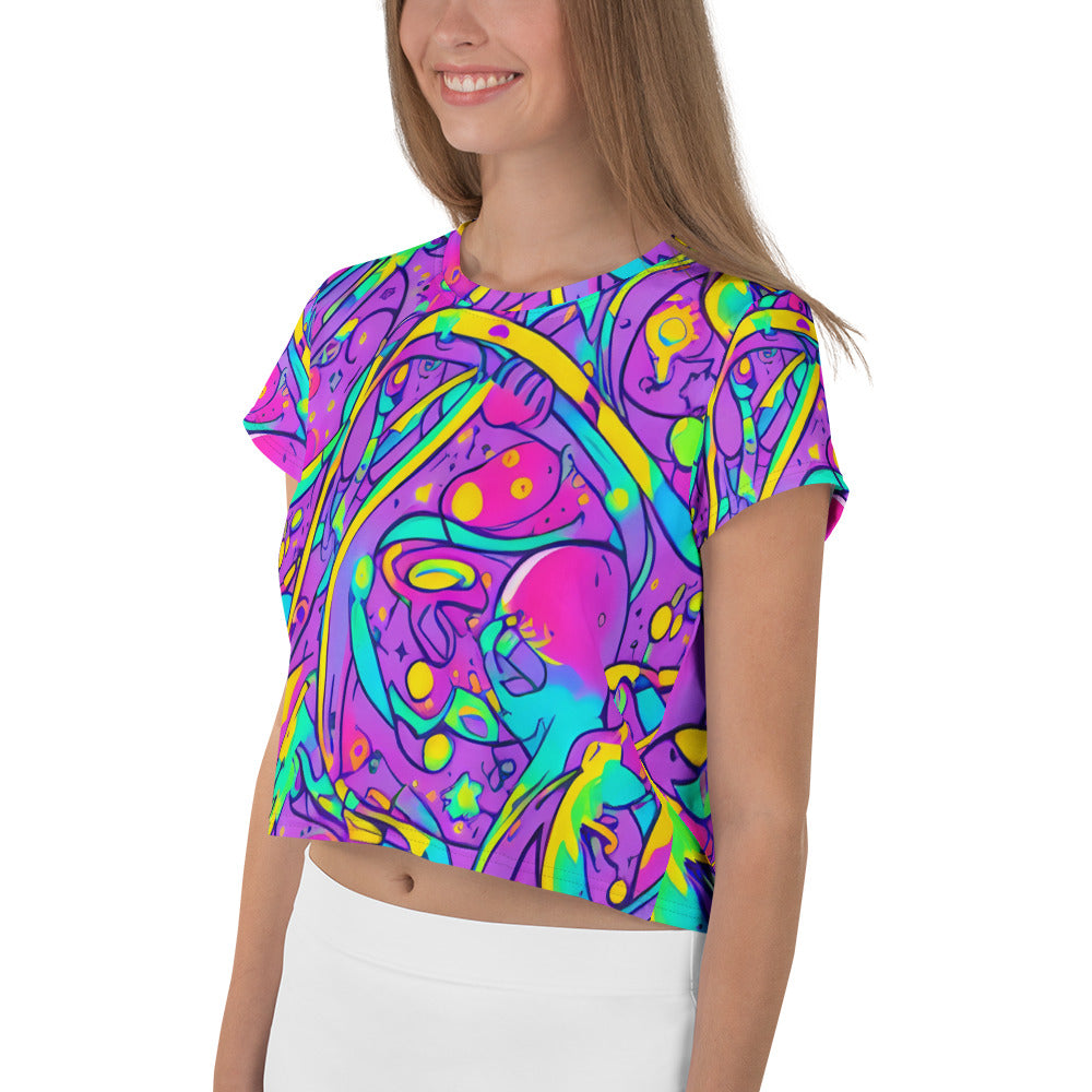 Crop Tee - Neon Galaxy Whirl