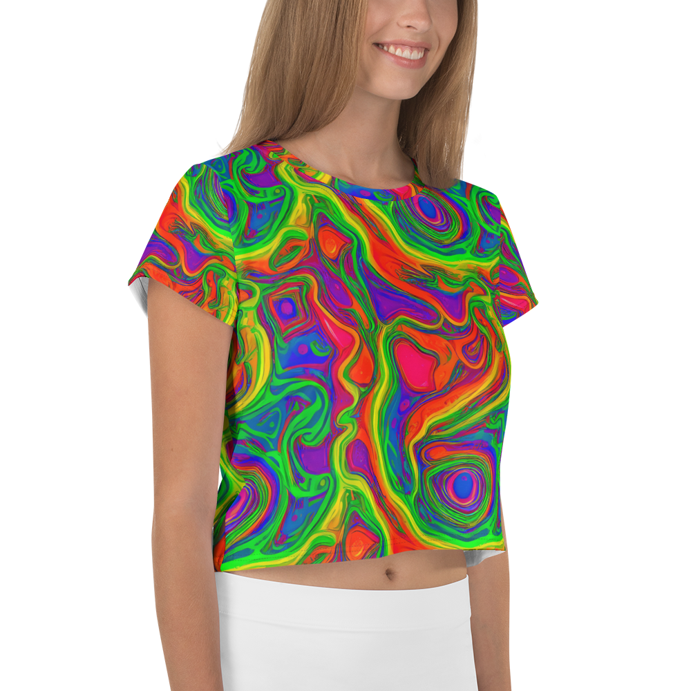 Women's Crop Tee - Psychedelic Waves