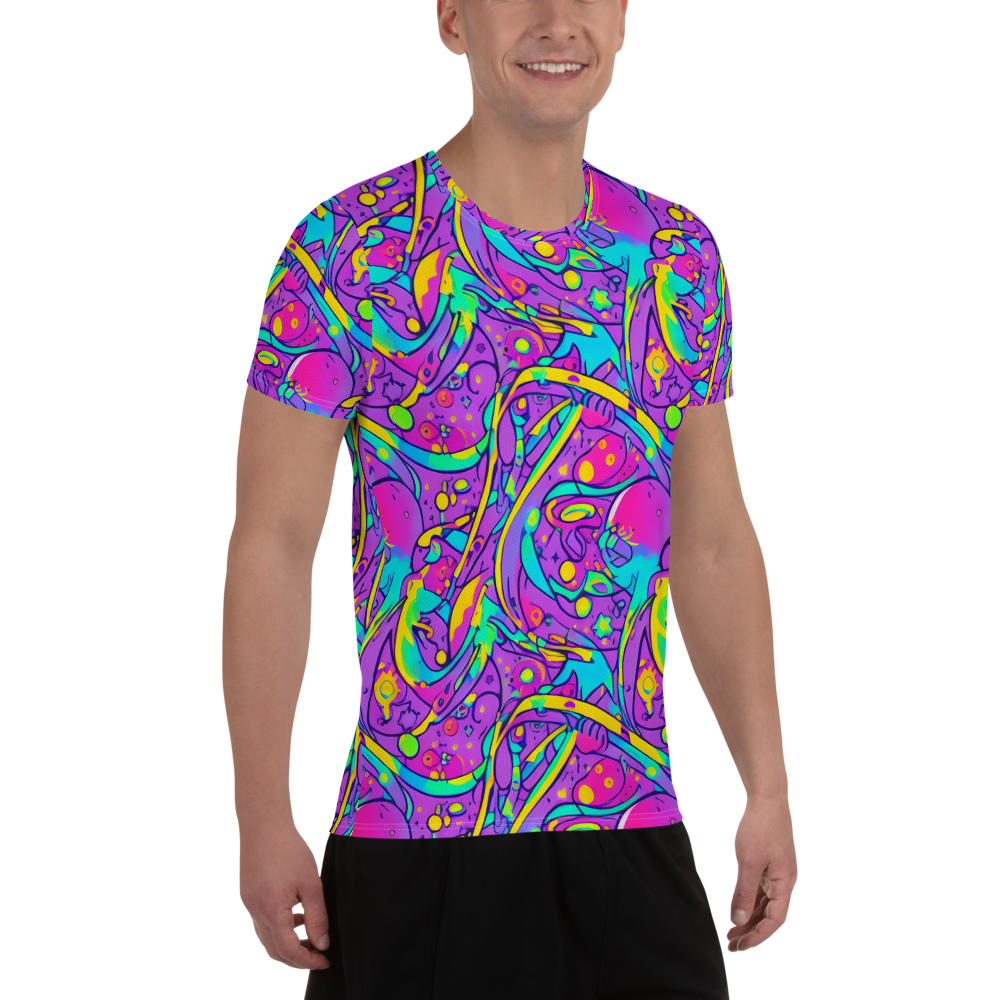 Men's Athletic T-Shirt - Neon Galaxy Whirl