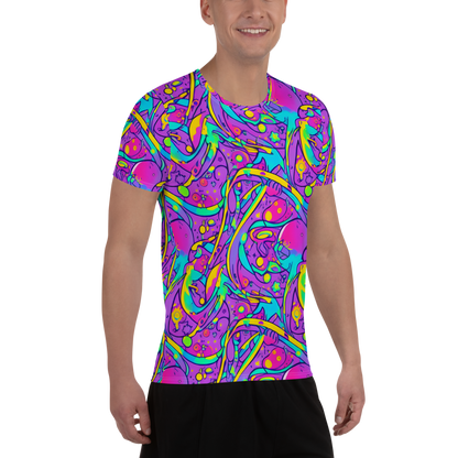 Men's Athletic T-Shirt - Neon Galaxy Whirl