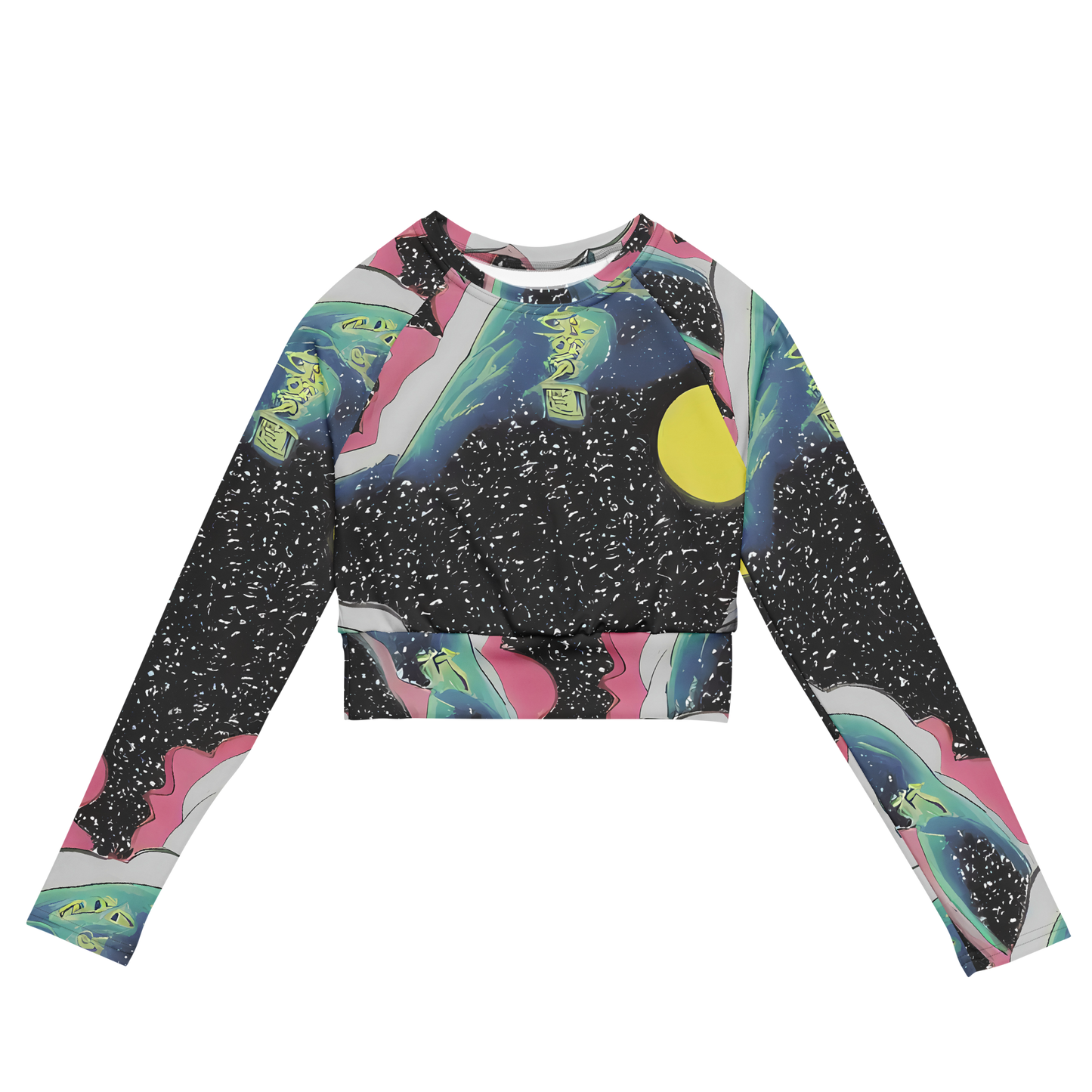 Long Sleeve Crop Top - Lunar Waves