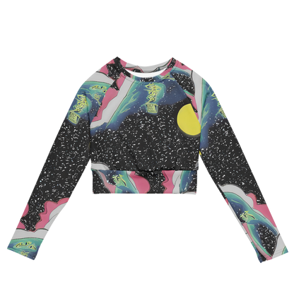 Long Sleeve Crop Top - Lunar Waves