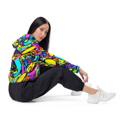 Women's Cropped Windbreaker - Kaleidoscopic Flow