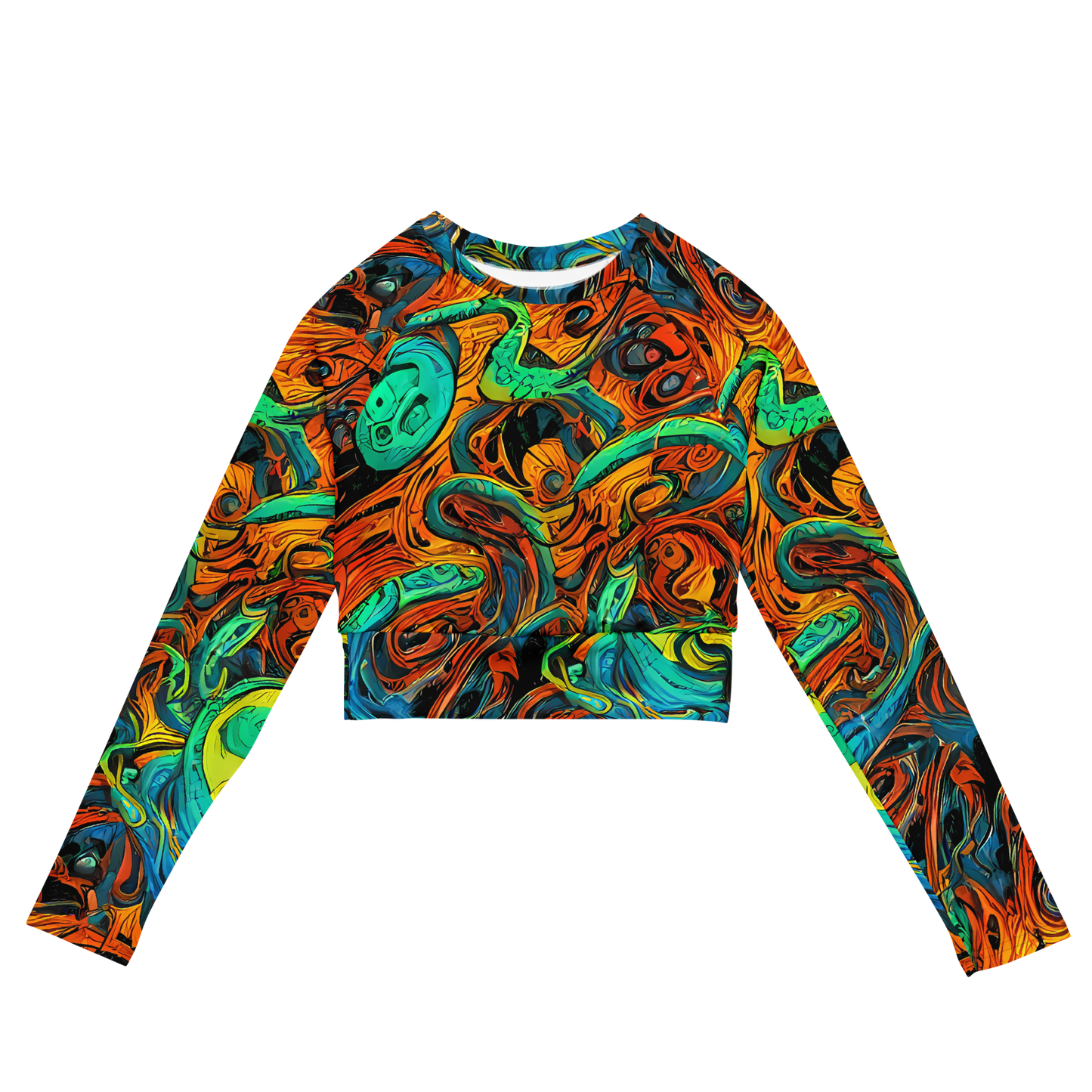 Long Sleeve Crop Top - Flaming Mirage