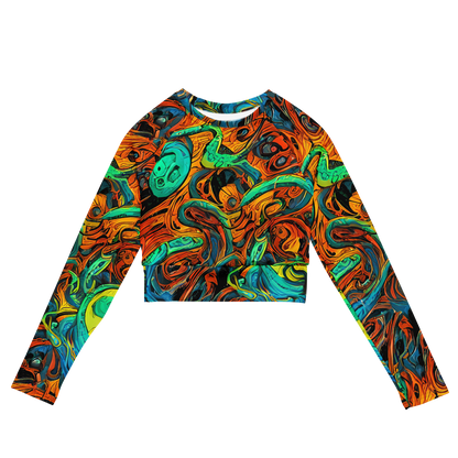 Long Sleeve Crop Top - Flaming Mirage