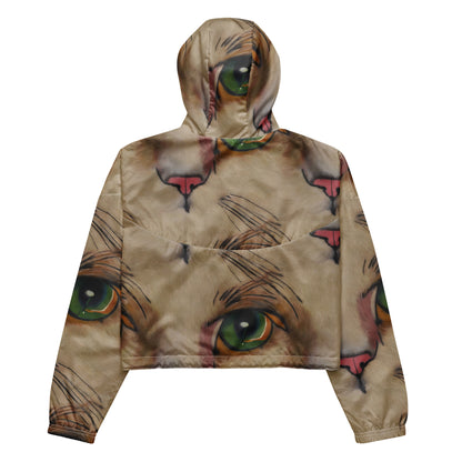 Women's Cropped Windbreaker - Emerald Gaze