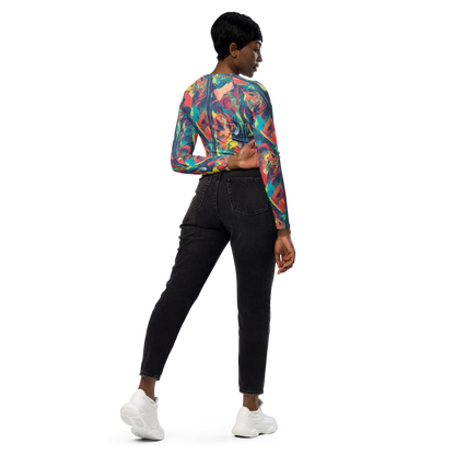 Long Sleeve Crop Top - Neon Aurora