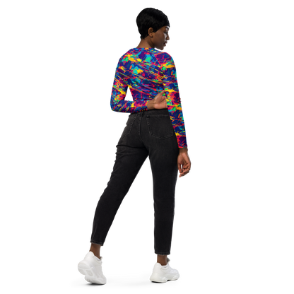 Long Sleeve Crop Top - Spectrum Streaks