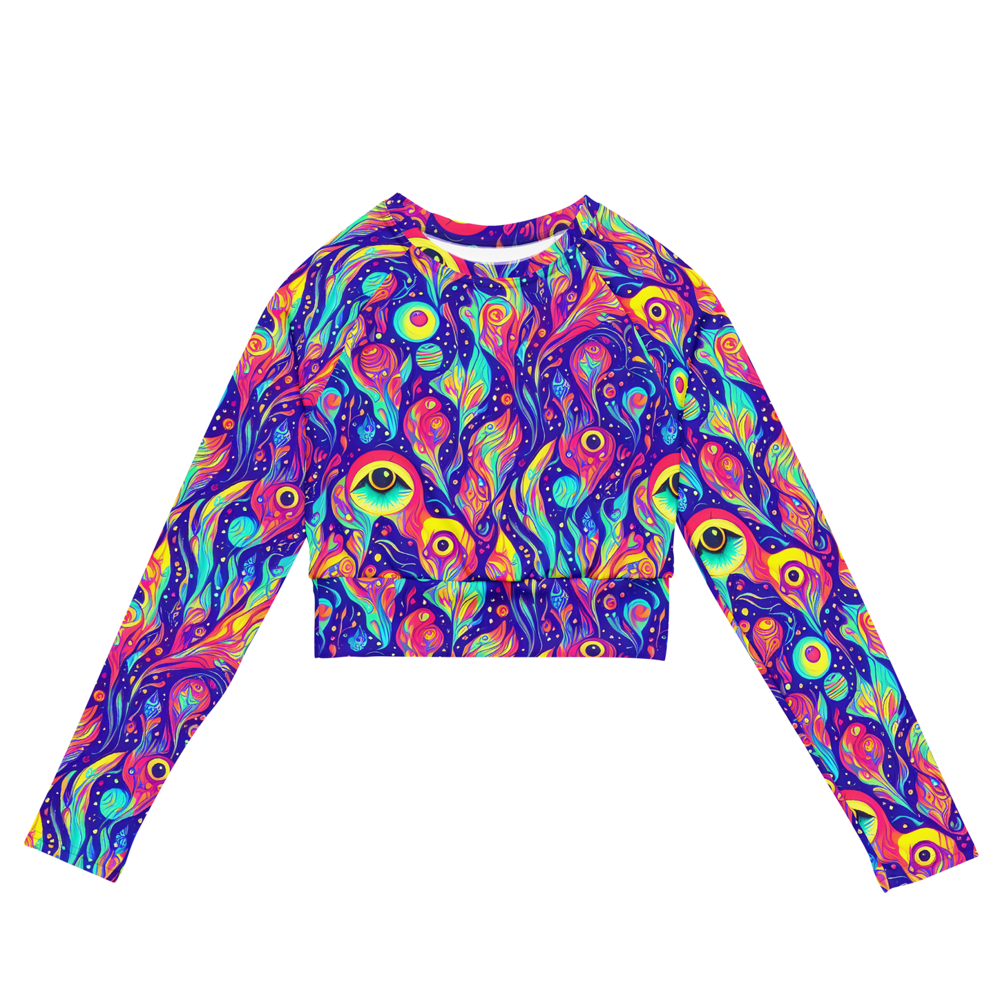 Long Sleeve Crop Top - Mystic Petal Dance