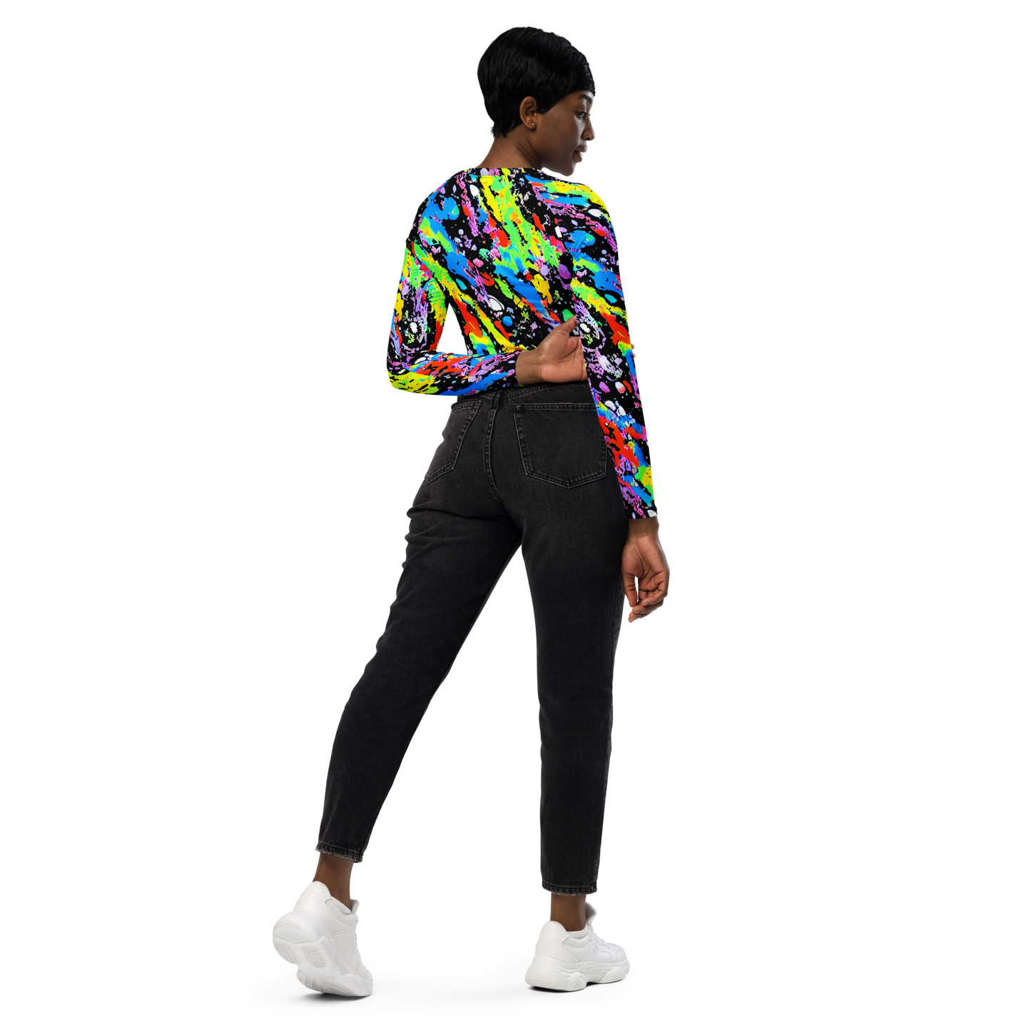 Long Sleeve Crop Top - Pollock Pulse