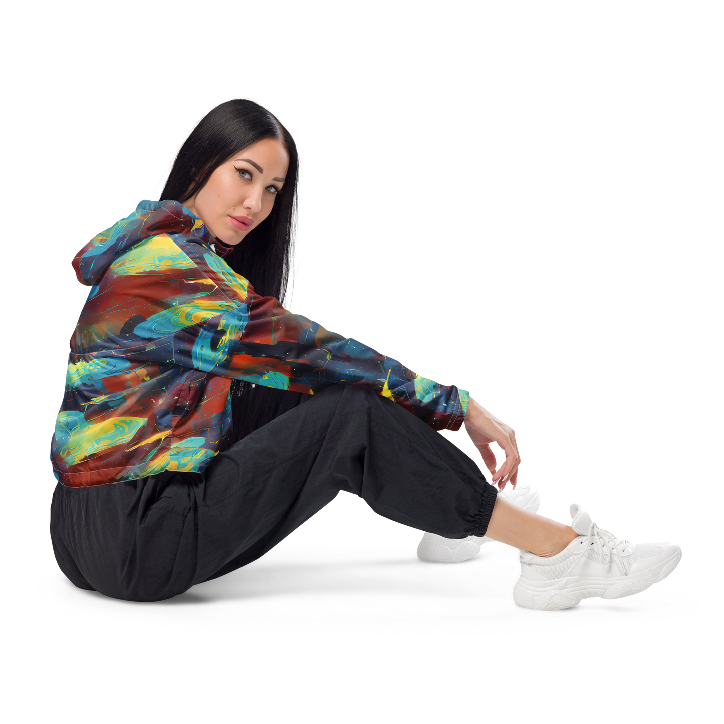 Women's Cropped Windbreaker - Journey Through Infinity