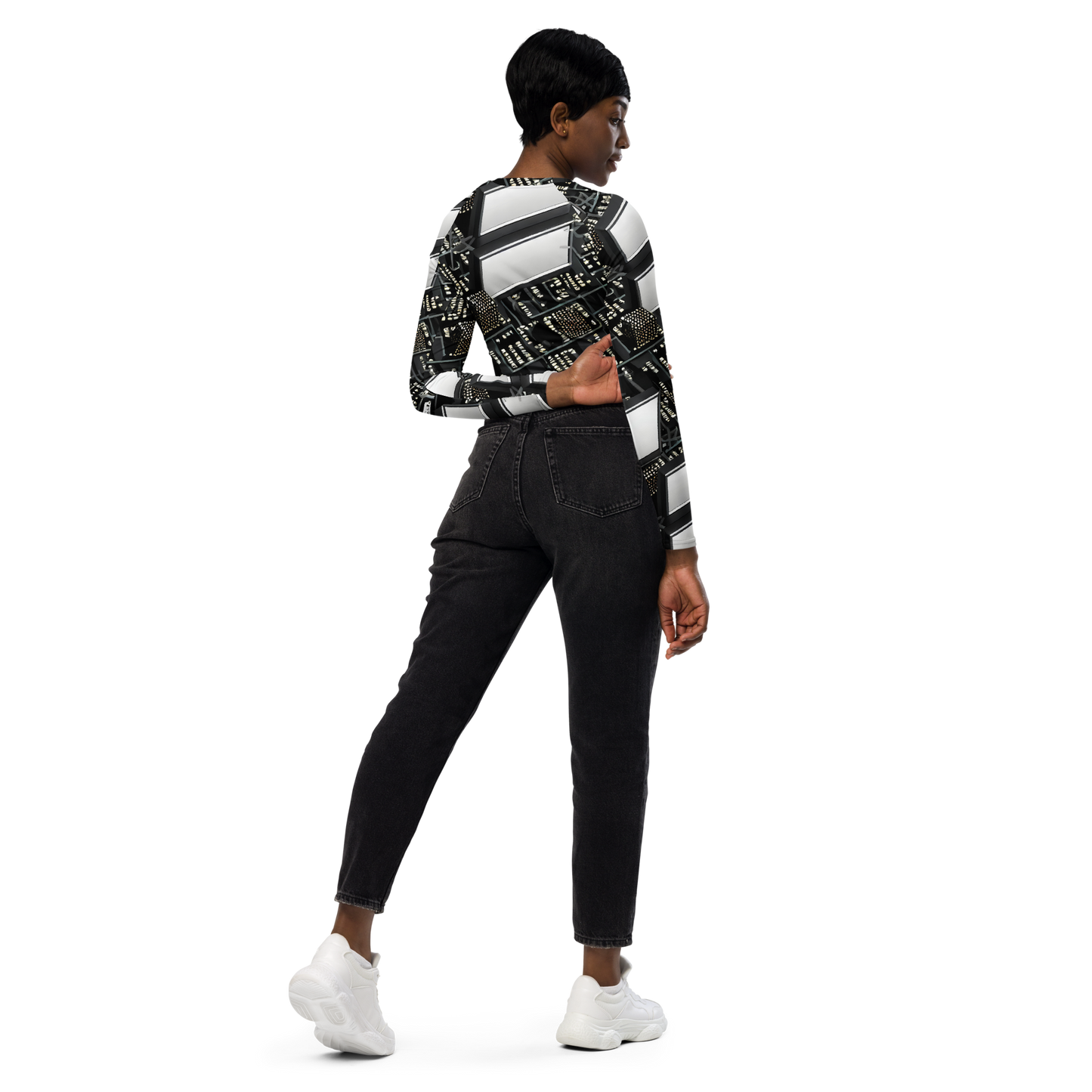 Long Sleeve Crop Top - Electro Essence