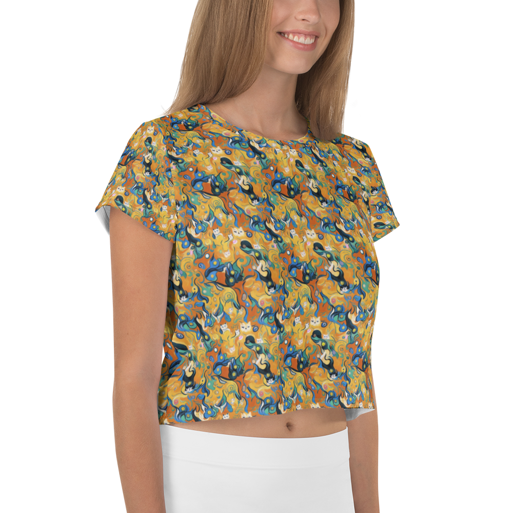 Women's Crop Tee - Whimsical Feline Dance