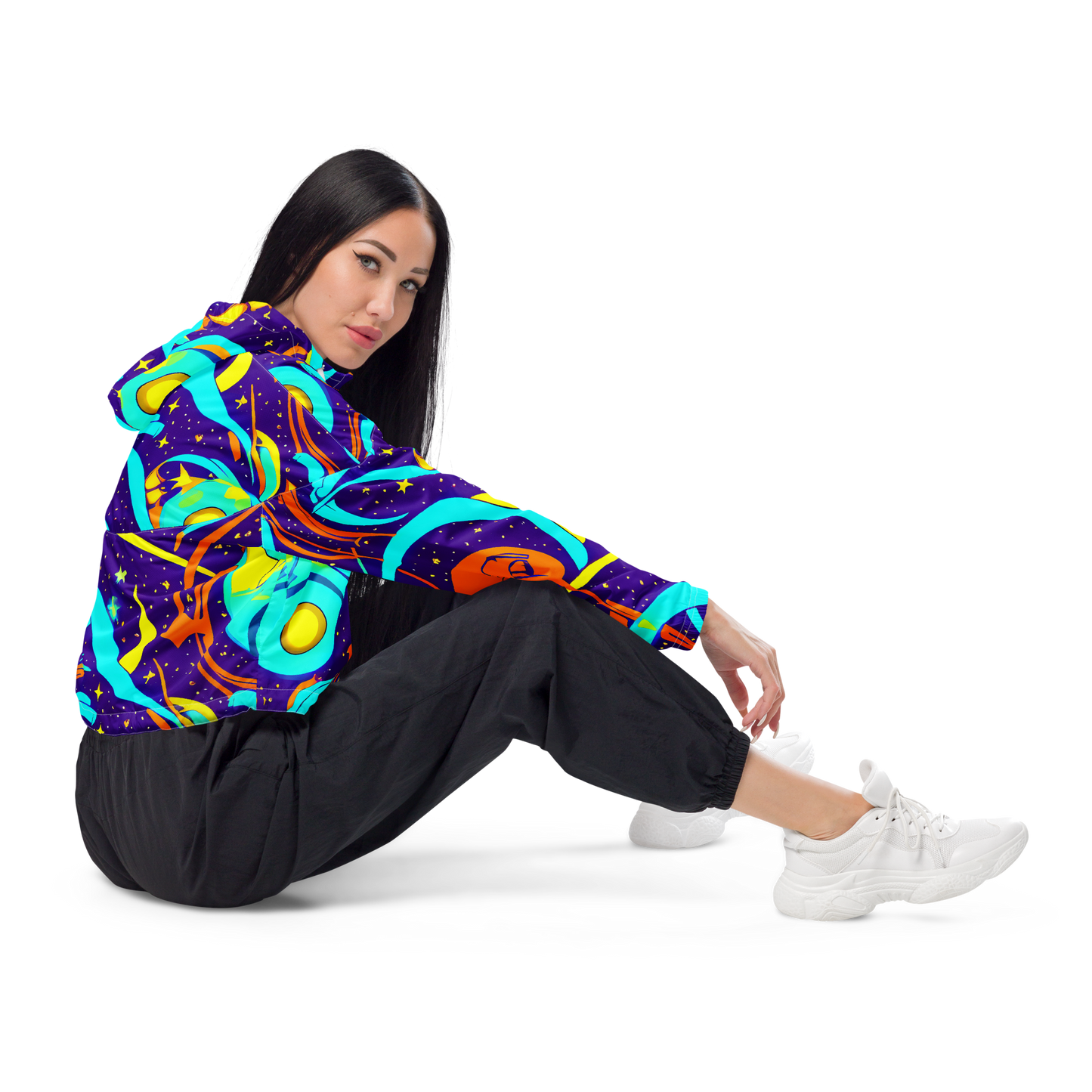 Women's Cropped Windbreaker - Stellar Swirl