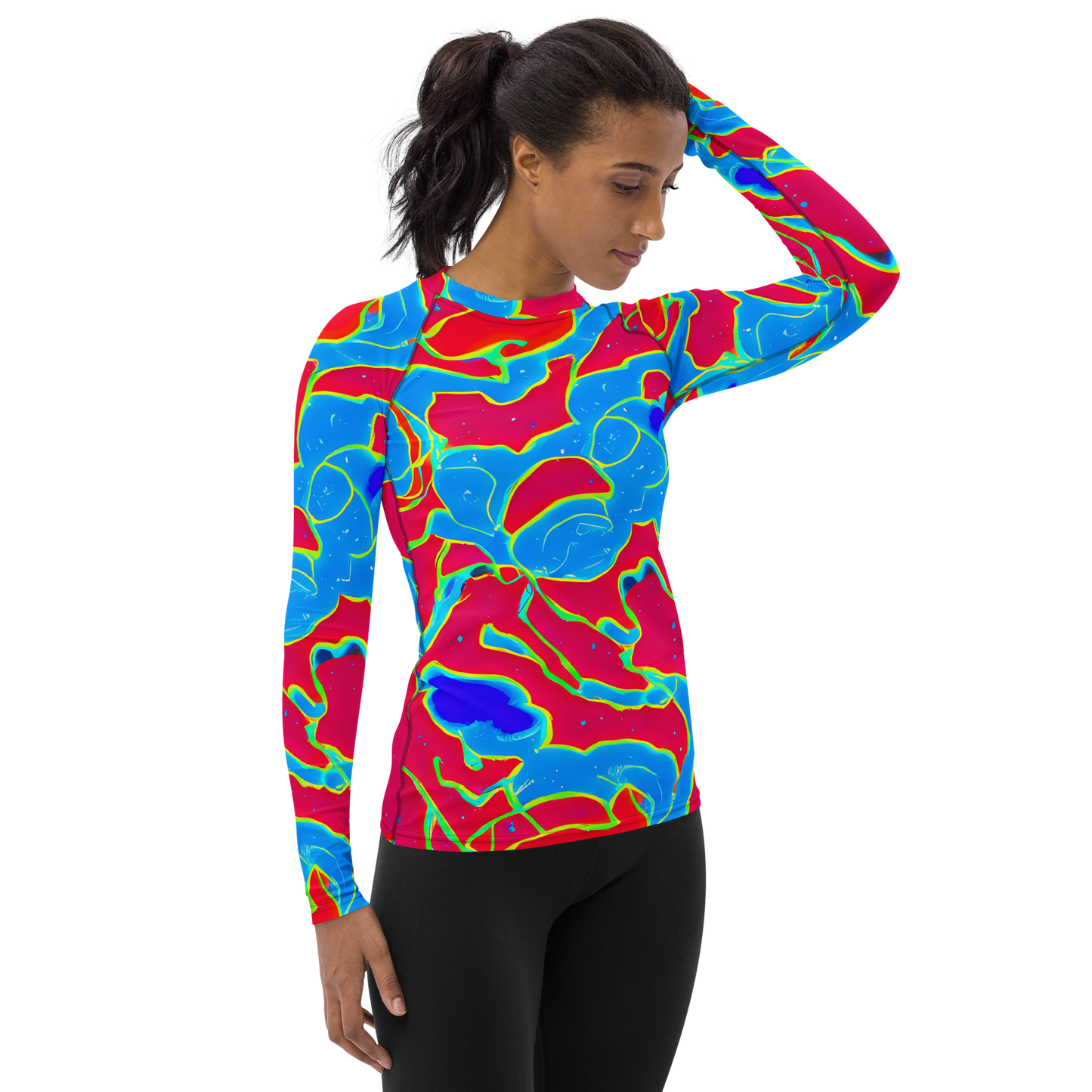 Women's Rash Guard - Electric Bloom