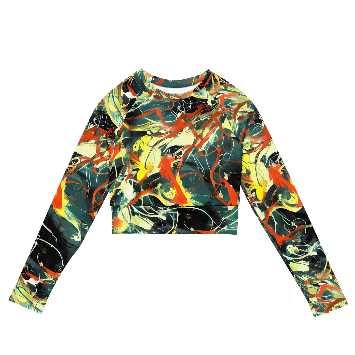 Long Sleeve Crop Top - Fluid Firestorm