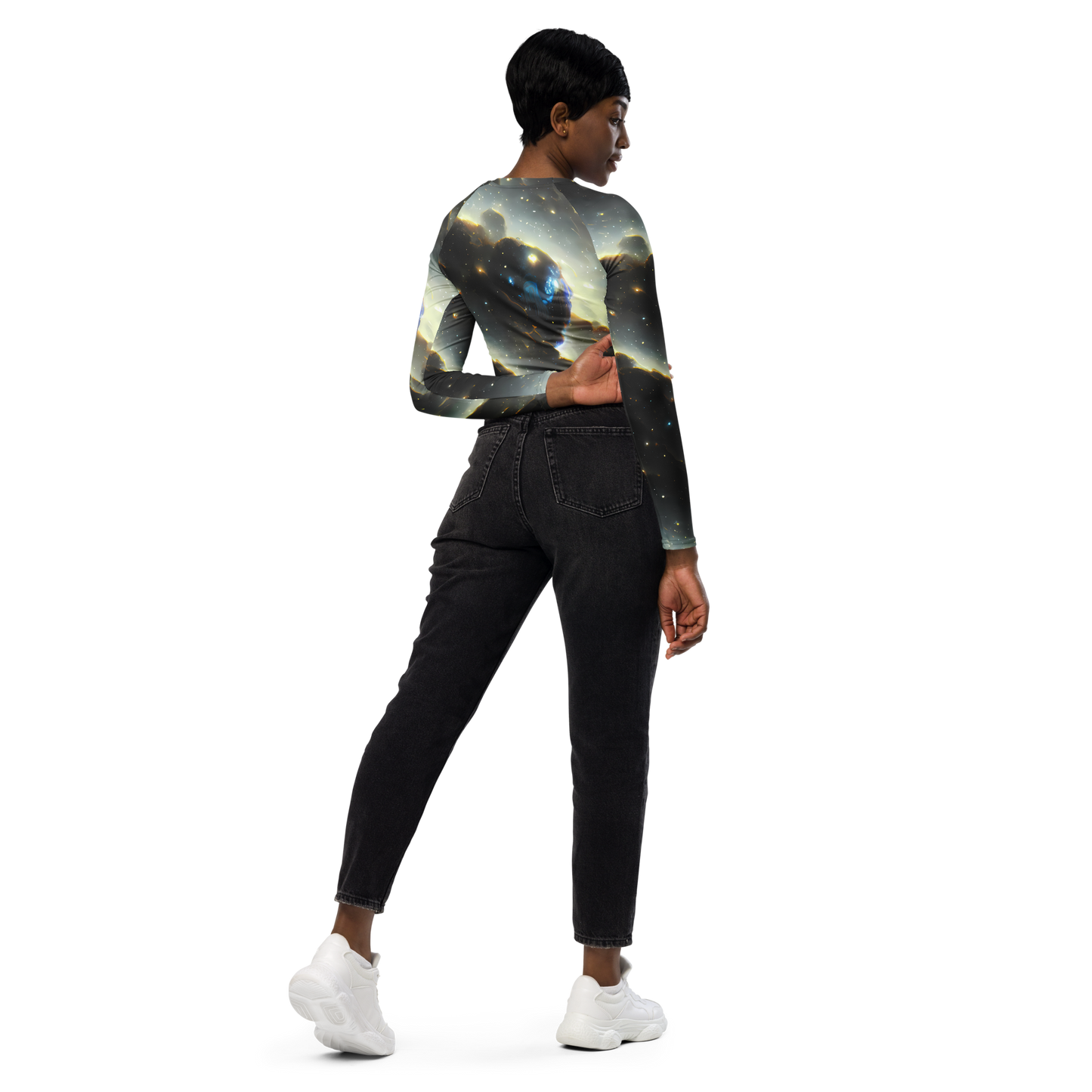 Long Sleeve Crop Top - Rutkowski Nebula