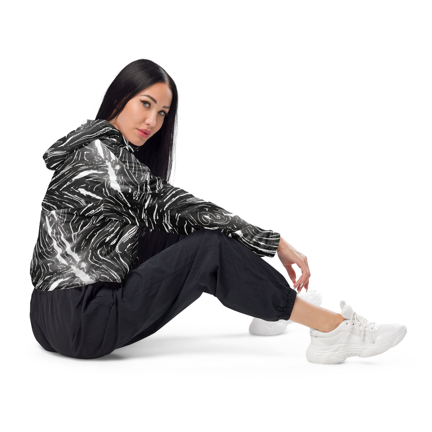 Women's Cropped Windbreaker - Silver Swirl