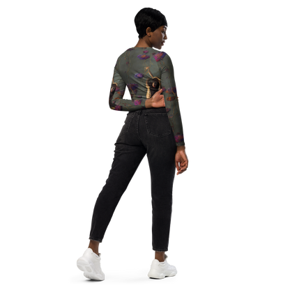 Long Sleeve Crop Top - Ethereal Bloom