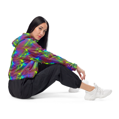 Women's Cropped Windbreaker - Prismatic Web