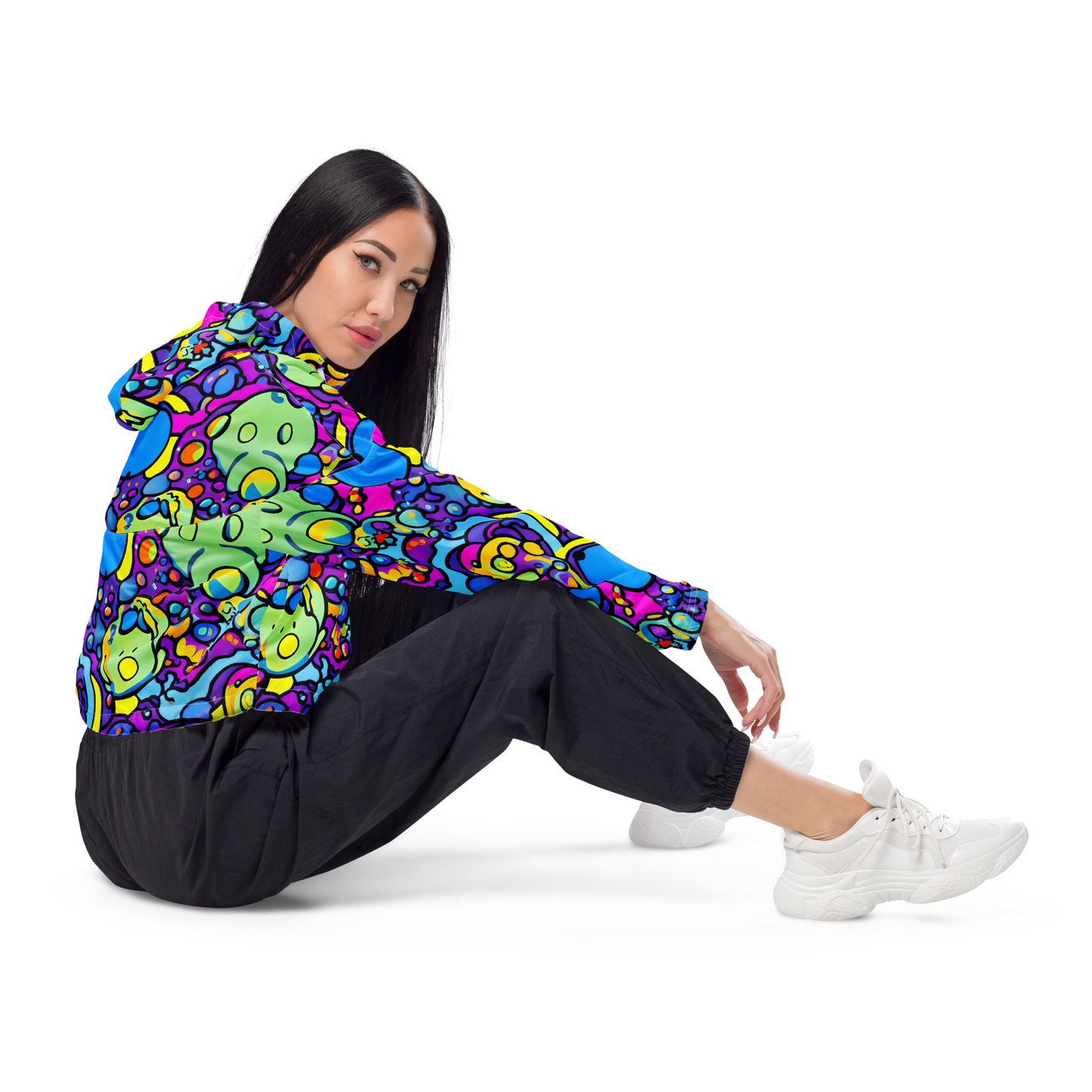 Women's Cropped Windbreaker - Enchanted Orbs