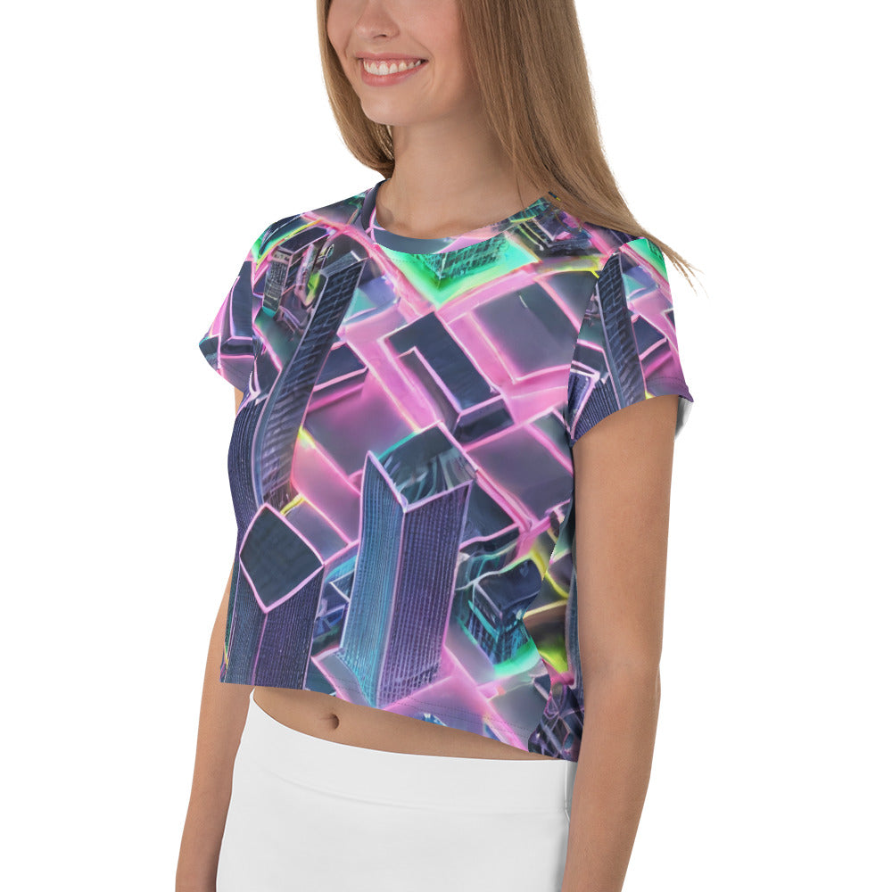 Women's Crop Tee - Electric Grid