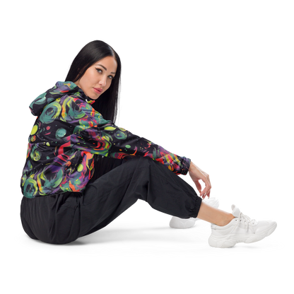 Women's Cropped Windbreaker - Psychedelic Drift