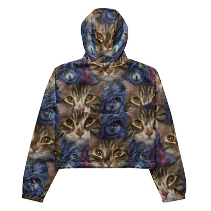 Women's Cropped Windbreaker - Feline Fantasy