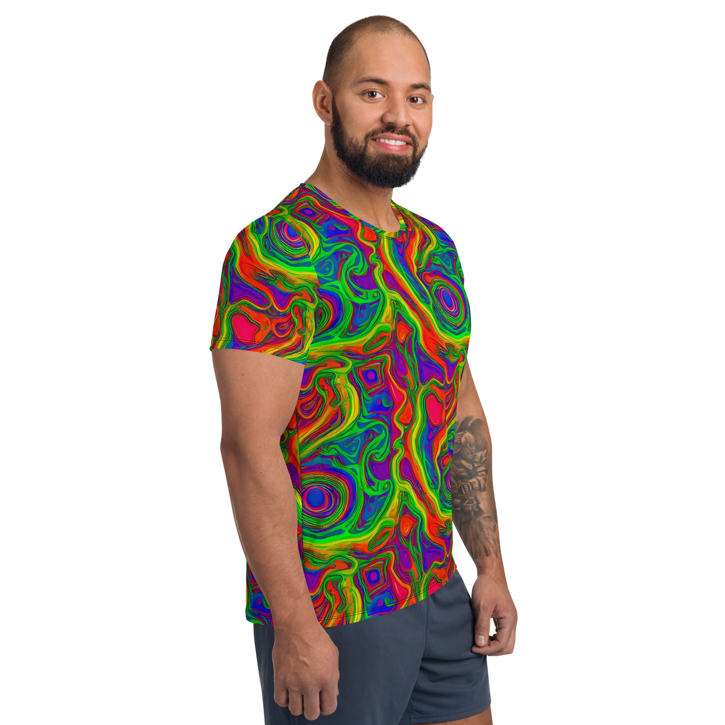 Men's Athletic T-Shirt - Psychedelic Waves