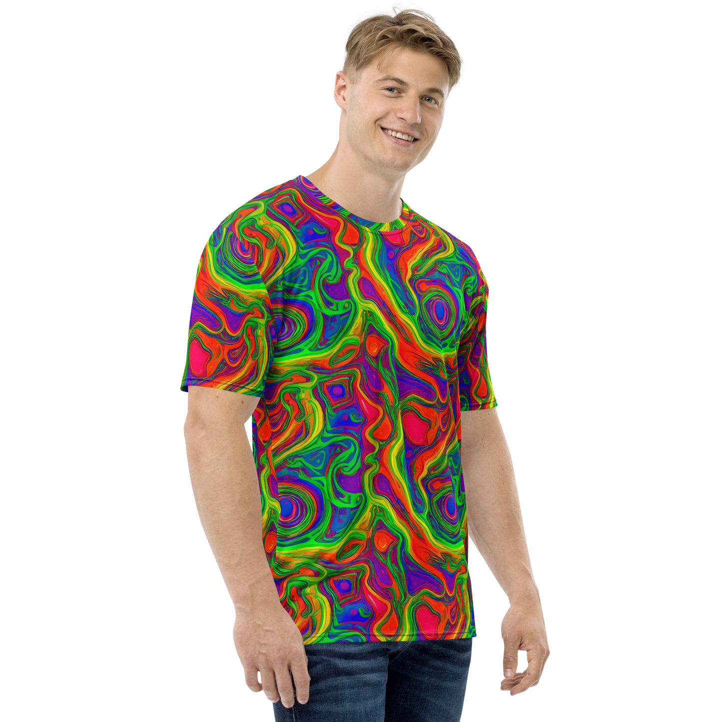 Men's Crew Neck T-Shirt - Psychedelic Waves