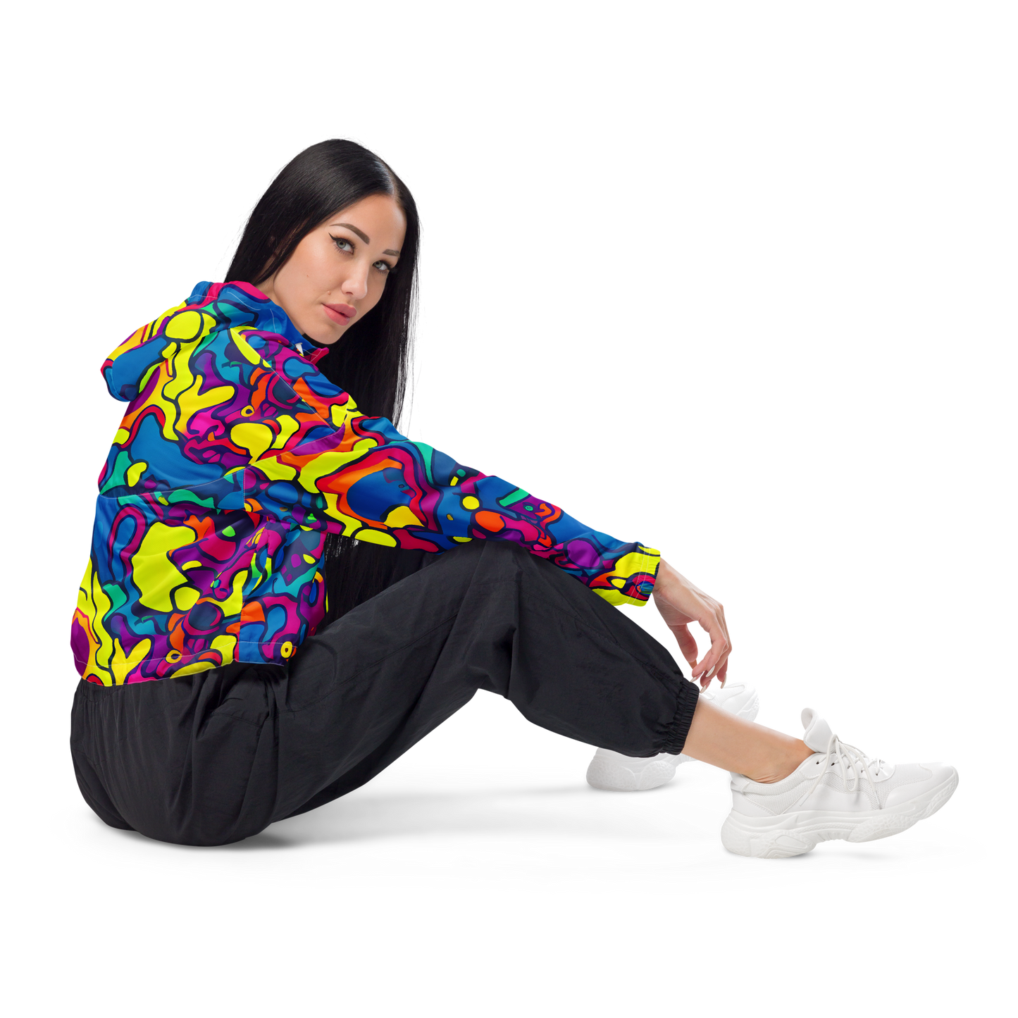 Women's Cropped Windbreaker - Colorful Chaos