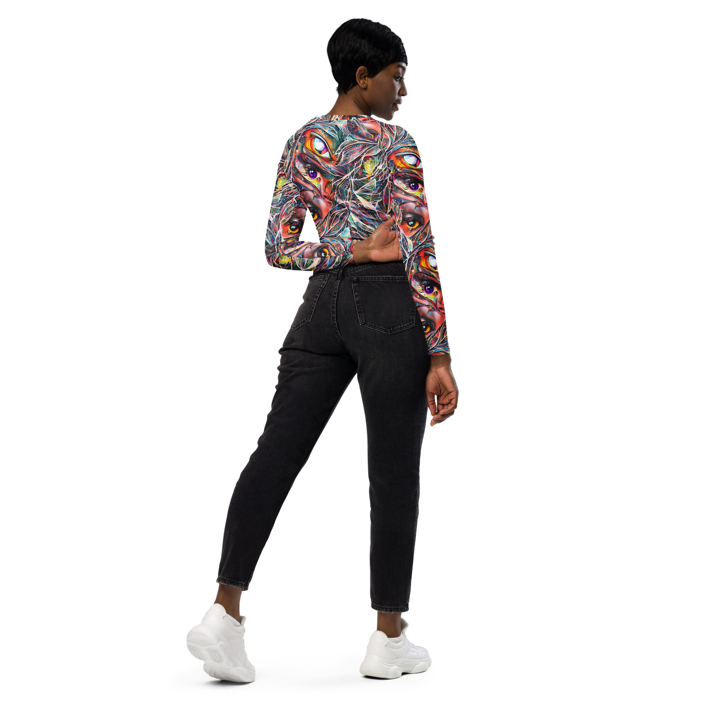 Long Sleeve Crop Top - Prismatic Reverie