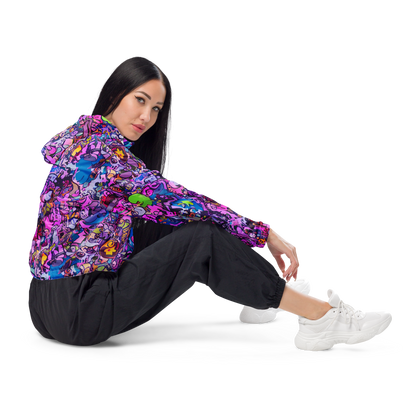 Women's Cropped Windbreaker - Chromatic Frenzy