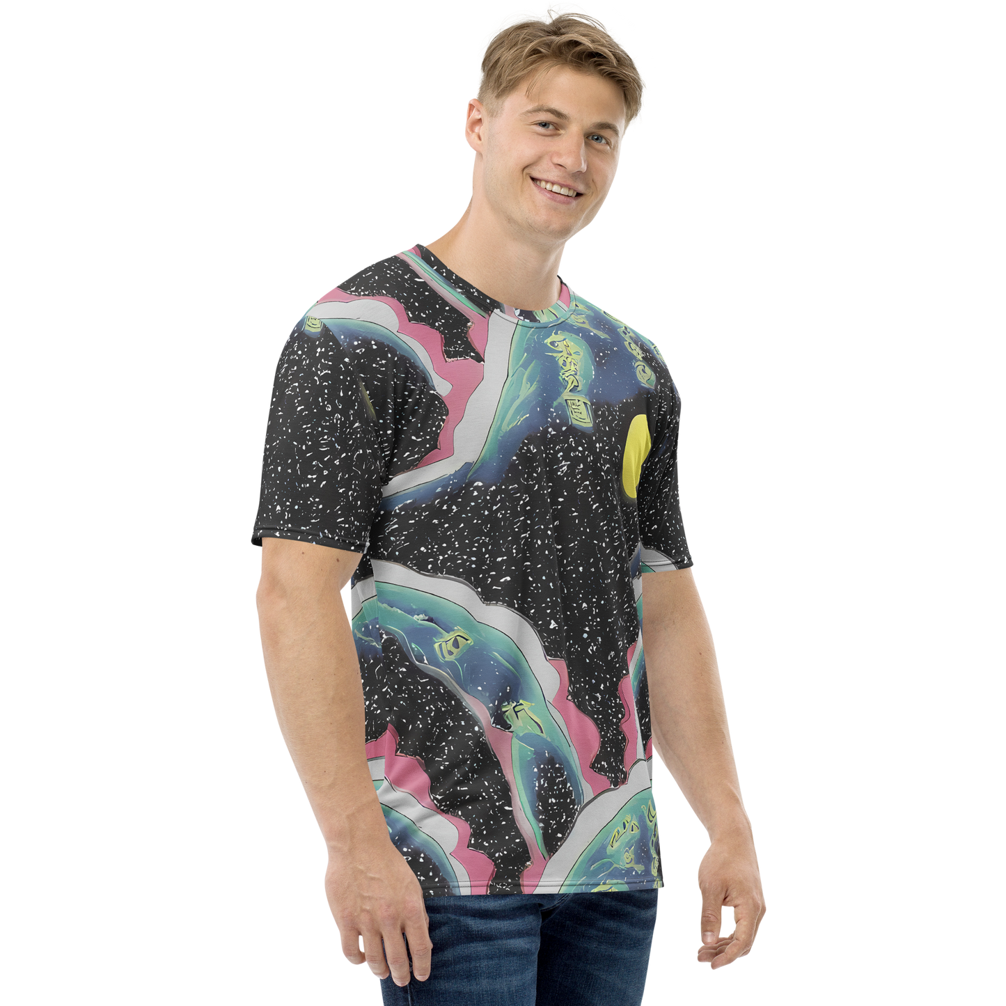 Men's Crew Neck T-Shirt - Lunar Waves