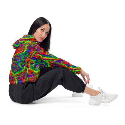 Women's Cropped Windbreaker - Psychedelic Waves