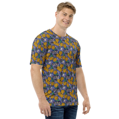 Men's Crew Neck T-Shirt - Feline Flora