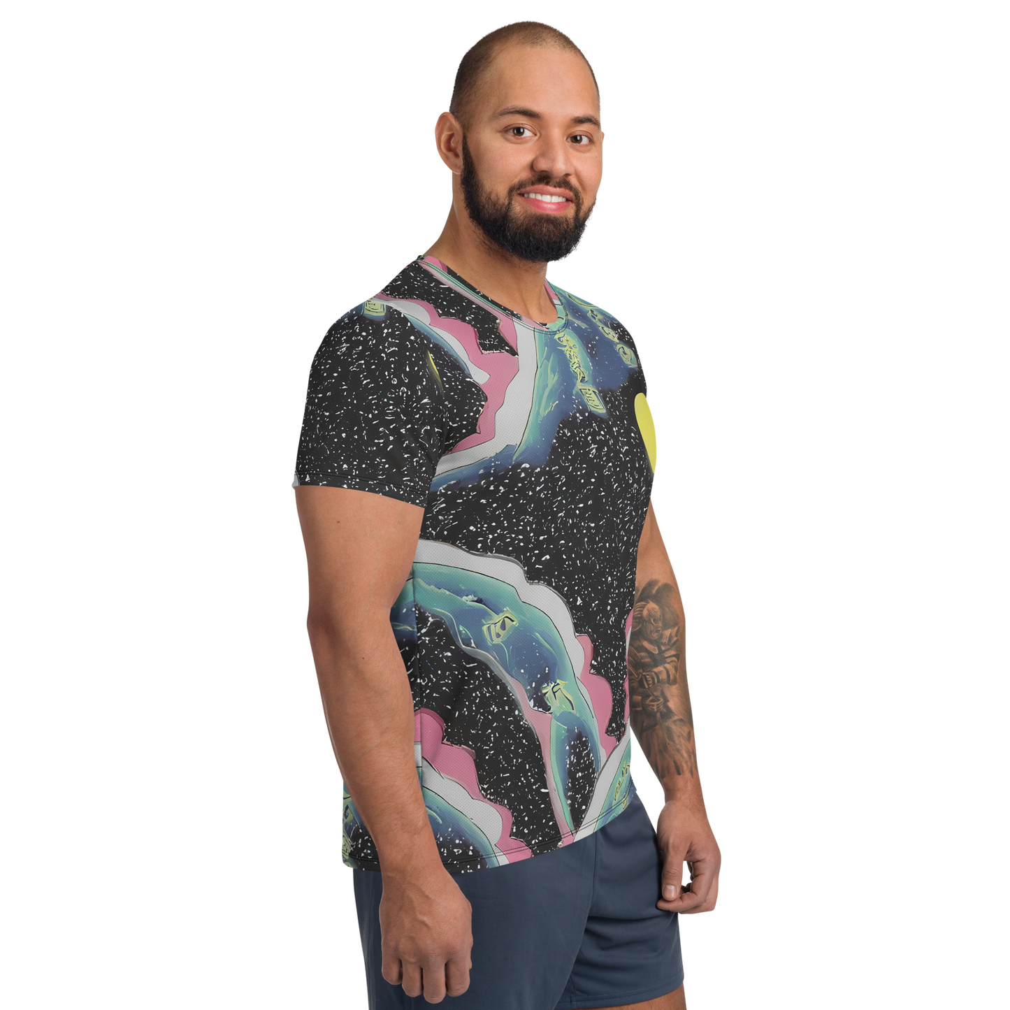 Men's Athletic T-Shirt - Lunar Waves