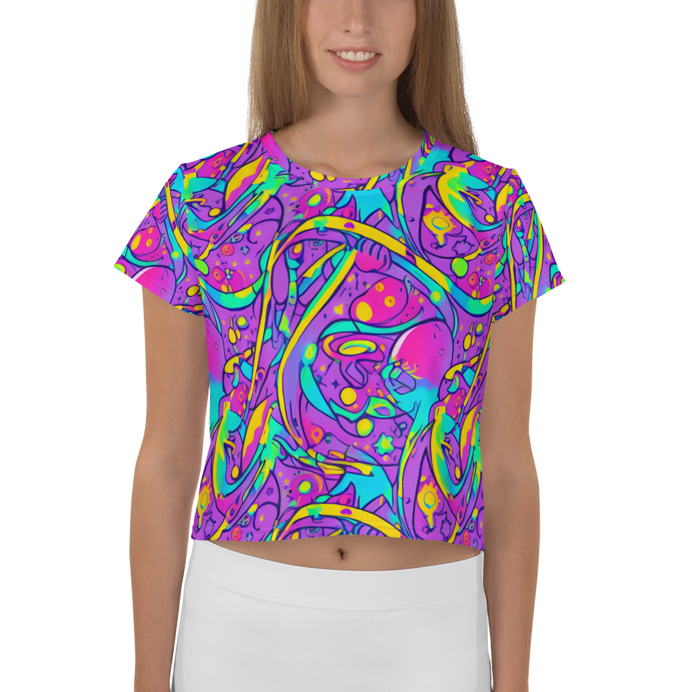 Women's Crop Tee - Neon Galaxy Whirl